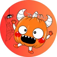 Halloween – veselá dýňová příšerka a pavouček – jedlý obrázek na dort