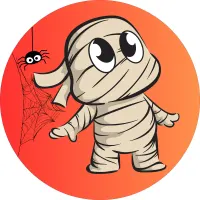 Halloween – Roztomilá mumie s pavoukem – jedlý obrázek na dort