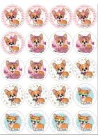 Pejsci corgi – muffiny a cupcakes – jedlý papír na hranatý dort