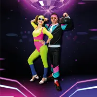 Retro párty – osmdesátá léta a disco pár – jedlý obrázek na dort