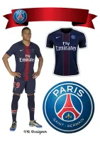 Kylian Mbappé – PSG dres a znak – jedlý papír na hranatý dort