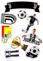 Juventus – Ronaldo a fotbalové doplňky – jedlý papír na hranatý dort