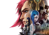 Arcane – Vi a Jinx s postavami z Piltoveru – jedlý papír na hranatý dort