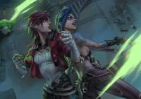 Arcane – Vi a Jinx v boji – jedlý papír na hranatý dort