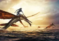 Avatar – Jake Sully na mořském tvorovi při západu slunce – jedlý papír na hranatý dort