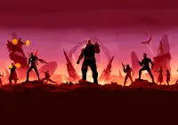 Avengers – Thanos a hrdinové na červeném pozadí – jedlý papír na hranatý dort