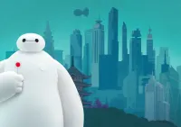 Velká šestka – Baymax v San Fransokyu s lízátkem – jedlý papír na hranatý dort