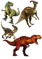 Dinosauři – Tyranosaurus Rex a pravěcí ještěři – jedlý papír na hranatý dort