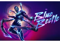 Blue Beetle – superhrdina s nápisem – jedlý papír na hranatý dort