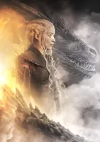 Hra o trůny – Daenerys Targaryen s drakem a ohněm – jedlý papír na hranatý dort