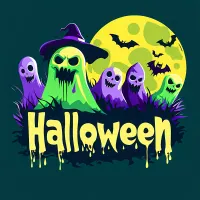 Halloween – Strašidelní duchové pod měsícem – jedlý obrázek na dort