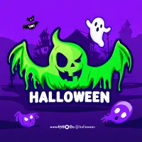 Halloween – zelený duch a strašidelný dům – jedlý obrázek na dort