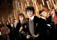 Harry Potter – Harry, Hermiona, Ron a profesoři v síni – jedlý papír na hranatý dort