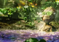 Avengers – Baby Groot ve wellness lázni – jedlý papír na hranatý dort