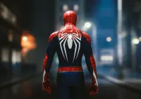 Spiderman – zezadu v nočním městě – jedlý papír na hranatý dort