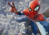 Spiderman – selfie nad městem s gestem míru – jedlý papír na hranatý dort