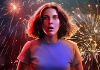 Stranger Things – Eleven a ohňostroj – jedlý papír na hranatý dort
