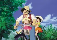 Můj soused Totoro – tatínek s dětmi na kole – jedlý papír na hranatý dort