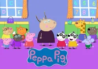 Prasátko Peppa – Peppa s kamarády a paní Gazelou ve školce – jedlý papír na hranatý dort