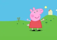Prasátko Peppa – Peppa na zeleném kopci s domečkem – jedlý papír na hranatý dort