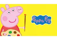 Prasátko Peppa – malířka se štětcem a paletou – jedlý papír na hranatý dort