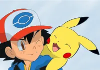 Pokémon – Ash s usměvavým Pikachu na rameni – jedlý papír na hranatý dort