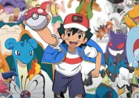 Pokémon – Ash Ketchum s Pokéballem a pokémoni – jedlý papír na hranatý dort