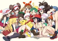 Pokémon – Pikachu a trenérky – jedlý papír na hranatý dort