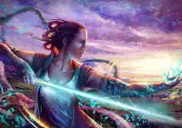 Star Wars – Rey se světelným mečem – jedlý papír na hranatý dort