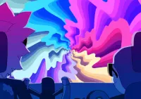 Rick a Morty – psychedelická jízda autem – jedlý papír na hranatý dort