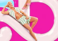 Barbie – Ken na růžovém nápisu – jedlý papír na hranatý dort