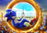 Sonic – v magickém portálu s Paříží a Eiffelovkou – jedlý papír na hranatý dort