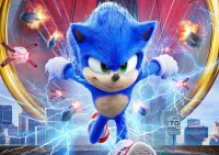 Sonic – modrý ježek v plném běhu z filmu – jedlý papír na hranatý dort