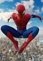 Spiderman – skákající nad mrakodrapy města – jedlý papír na hranatý dort