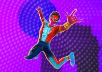 Spiderman – indický Spider-Man v letu na fialovém pozadí – jedlý papír na hranatý dort