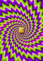 Spongebob – v hypnotické spirále – jedlý papír na hranatý dort