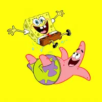 Spongebob – Spongebob a Patrik na žlutém pozadí – jedlý obrázek na dort