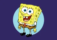 Spongebob – usměvavý SpongeBob na modrém pozadí – jedlý papír na hranatý dort