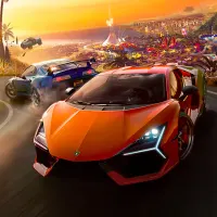 The Crew Motorfest – závodní auta při západu slunce – jedlý obrázek na dort