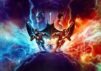 The Flash – hrdinové Flash, Batman a Supergirl – jedlý papír na hranatý dort