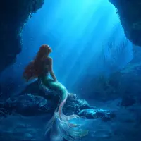Ariela – mořská víla – pod hladinou oceánu – jedlý obrázek na dort