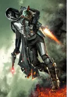 Star Wars – Mandalorian v letu s Baby Yodou – jedlý papír na hranatý dort