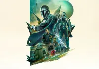 Star Wars – Mandalorian, Bo-Katan a Grogu – jedlý papír na hranatý dort