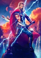 Thor – bůh hromu s blesky a sekerou – jedlý papír na hranatý dort