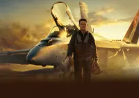 Top Gun – Maverick před stíhačkou při západu slunce – jedlý papír na hranatý dort