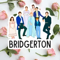 Bridgerton – rodina Bridgertonových s nápisem – jedlý obrázek na dort