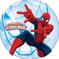 Spiderman – skok na modrém pozadí – jedlý obrázek na dort