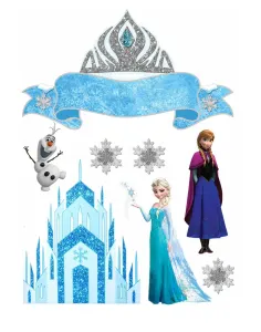 Frozen – zámek, korunka a stuha – jedlý papír na hranatý dort