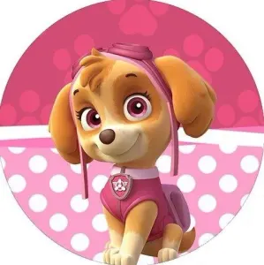 Paw Patrol aneb Tlapková patrola – Skye na puntíkaté růžové – jedlý obrázek na dort