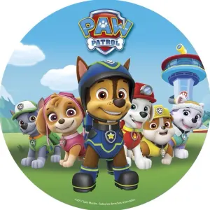 Paw Patrol aneb Tlapková patrola – Chase a parta u věže – jedlý obrázek na dort